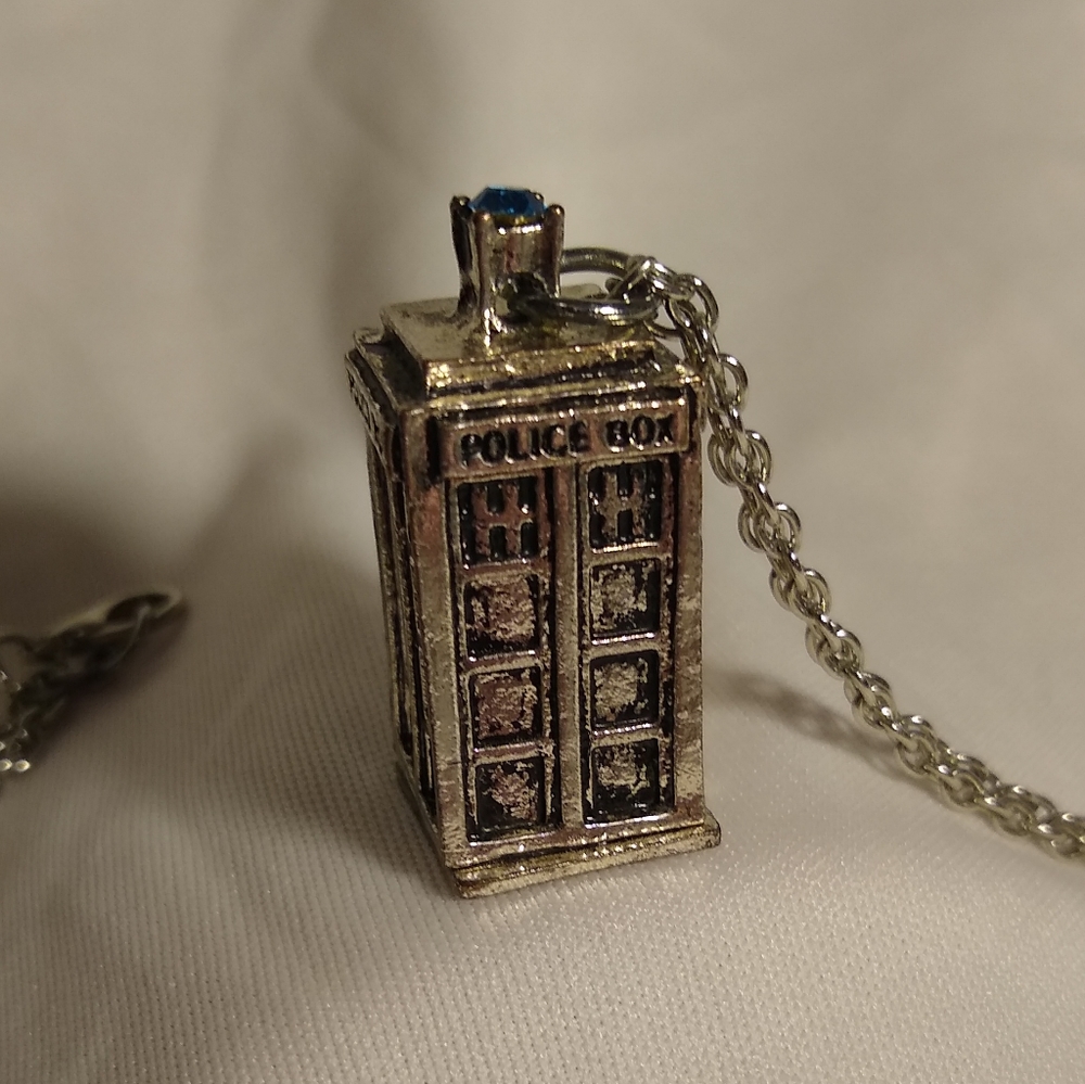 Police Box Antique Silver Necklace